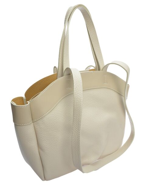 Beige leren schoudertas - 27x29x7 cm