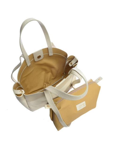 Beige leren schoudertas - 27x29x7 cm
