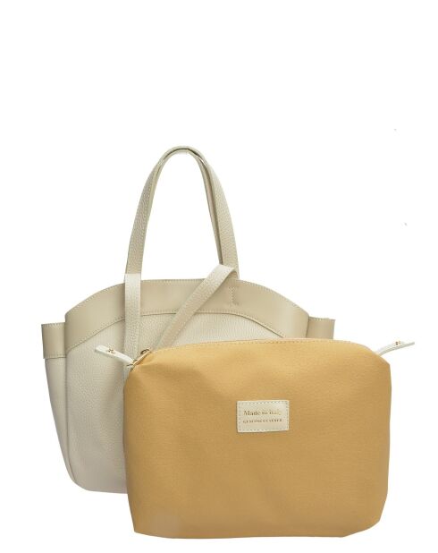 Beige leren schoudertas - 27x29x7 cm