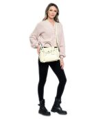Sac à main en cuir beige - 23x24x7.5 cm