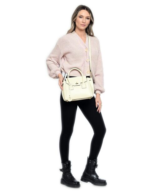 Sac à main en cuir beige - 23x24x7.5 cm