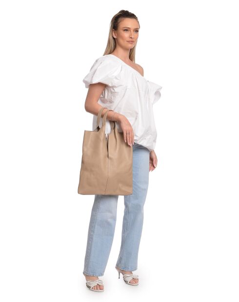 Sac hobo en cuir boue - 39x37.5 cm