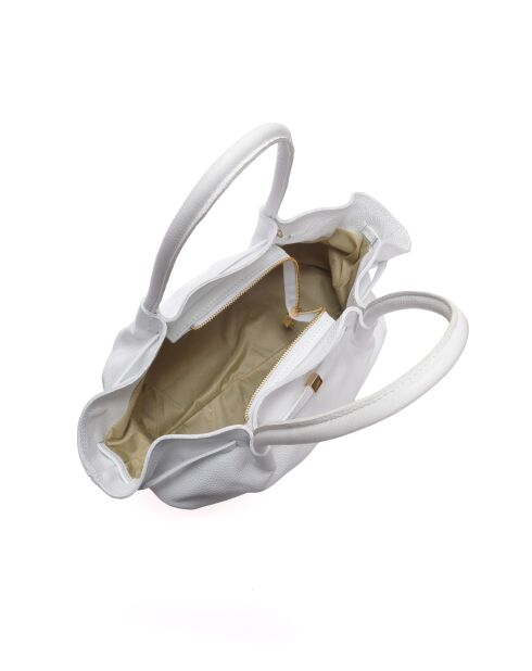 Sac porté épaule en cuir blanc - 23x32x12 cm