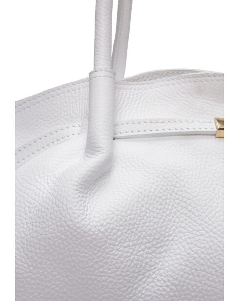Sac porté épaule en cuir blanc - 23x32x12 cm