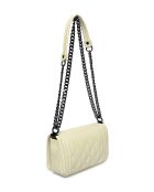 Sac bandoulière en cuir beige - 13x20.5x6cm