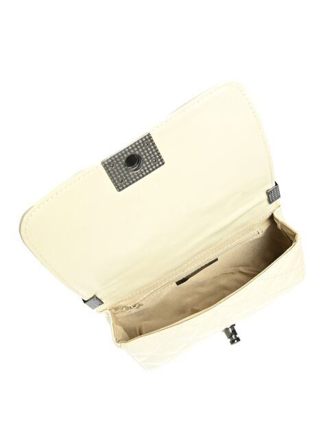 Sac bandoulière en cuir beige - 13x20.5x6cm