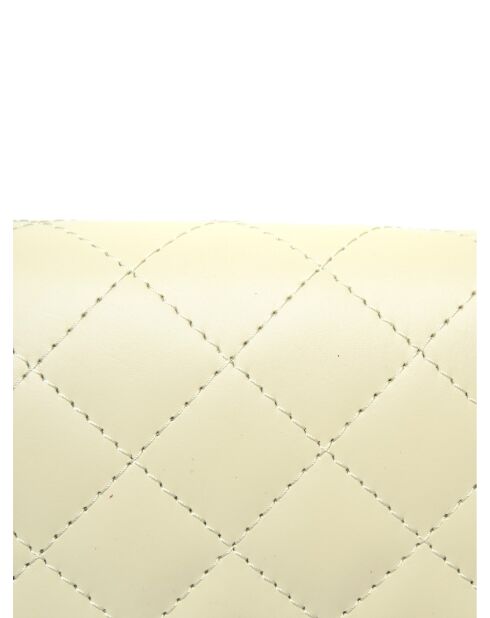 Sac bandoulière en cuir beige - 13x20.5x6cm