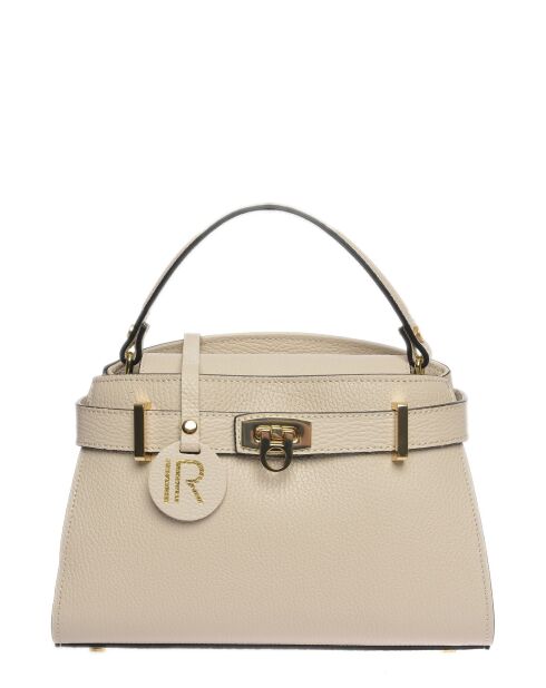 Bolso de piel beige - 17,5x25x8 cm