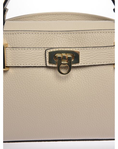 Bolso de piel beige - 17,5x25x8 cm