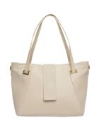 Bandolera de piel beige - 27x33x11 cm