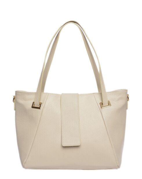 Bandolera de piel beige - 27x33x11 cm