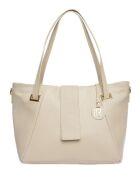 Bandolera de piel beige - 27x33x11 cm