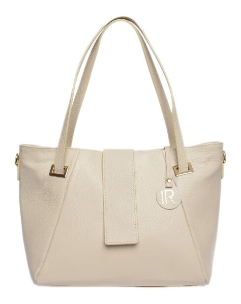 Bandolera de piel beige - 27x33x11 cm