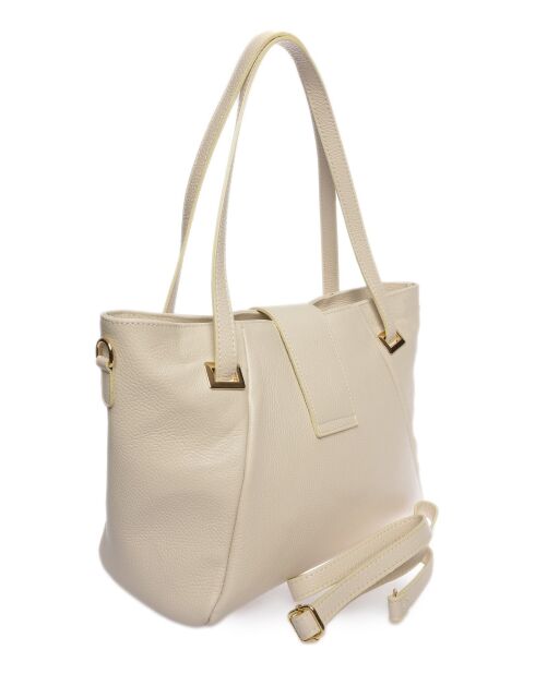 Bandolera de piel beige - 27x33x11 cm