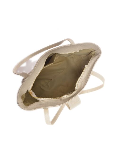 Bandolera de piel beige - 27x33x11 cm