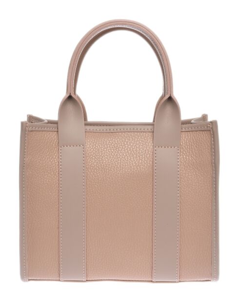 Handtasche aus puderfarbenem Leder - 18,5 x 22 x 8 cm