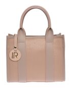 Handtasche aus puderfarbenem Leder - 18,5 x 22 x 8 cm