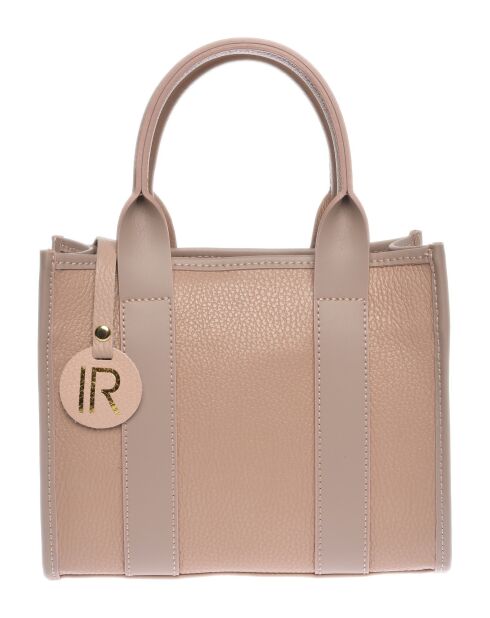 Handtasche aus puderfarbenem Leder - 18,5 x 22 x 8 cm