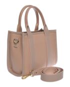Handtasche aus puderfarbenem Leder - 18,5 x 22 x 8 cm