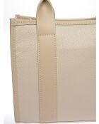 Handtasche aus puderfarbenem Leder - 18,5 x 22 x 8 cm