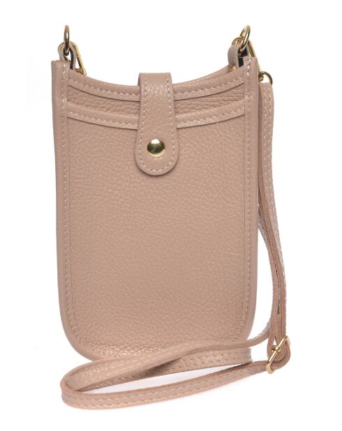 Sac bandoulière en cuir poudre - 17.5x11.5x2 cm
