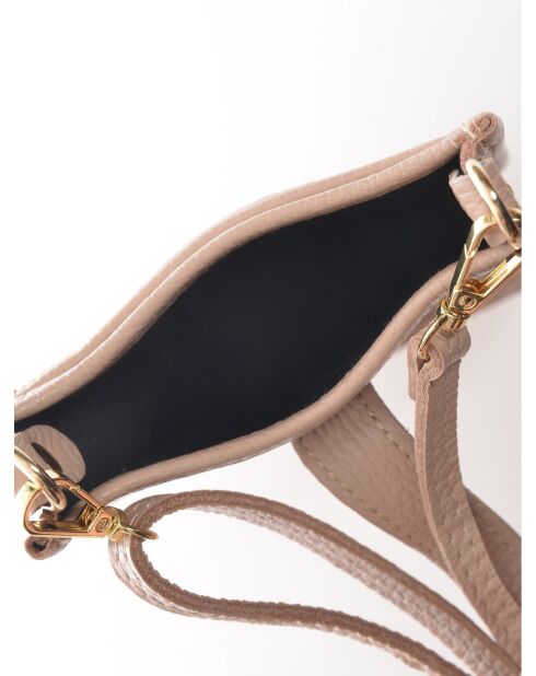 Sac bandoulière en cuir poudre - 17.5x11.5x2 cm