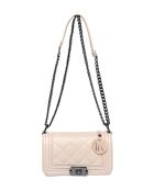 Sac bandoulière en cuir poudre - 13x20.5x6cm