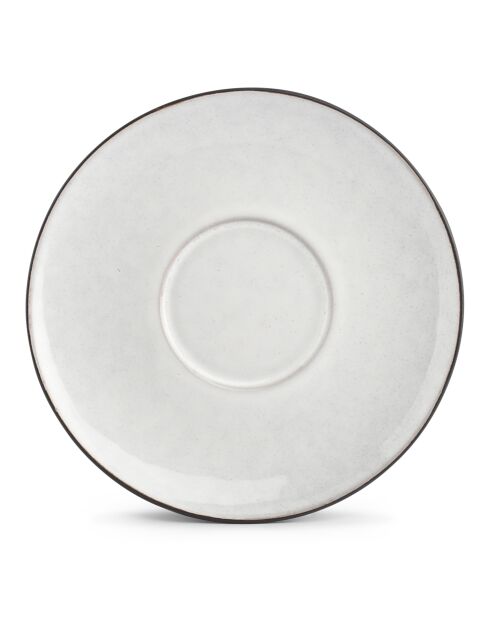 4 Soucoupes en grès Fina blanches - D.14 cm