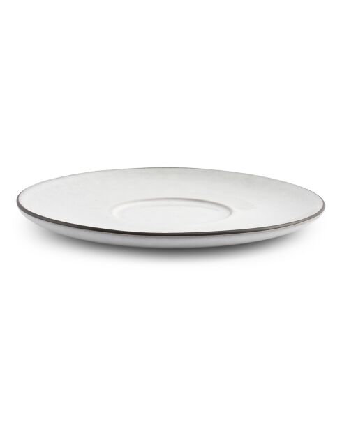 4 Soucoupes en grès Fina blanches - D.14 cm