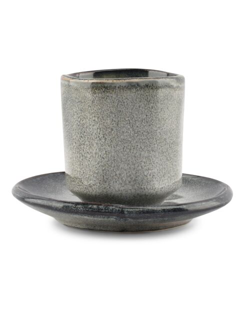 4 platillos moca de gres Capri azul/verde - D.11 cm