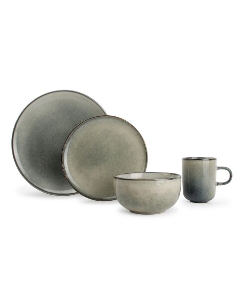 Meridian serviesset van groen/blauw aardewerk - 16 stuks