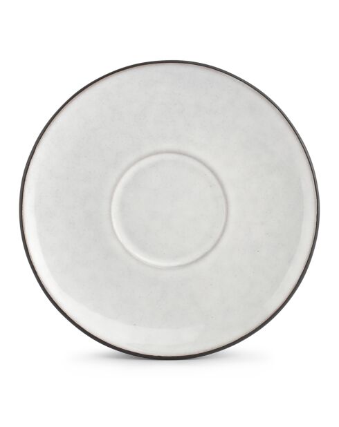 4 Soucoupes à café en grès Fina blanches  - D.12 cm