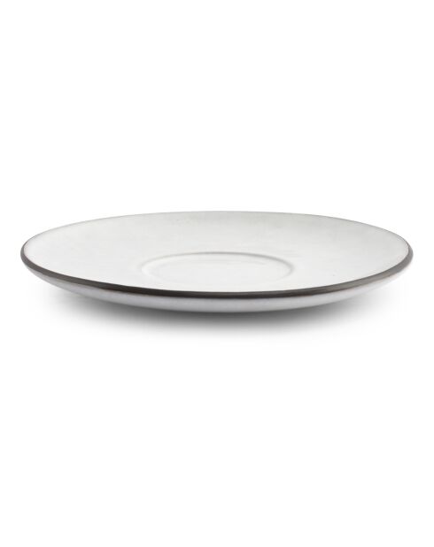 4 Soucoupes à café en grès Fina blanches  - D.12 cm