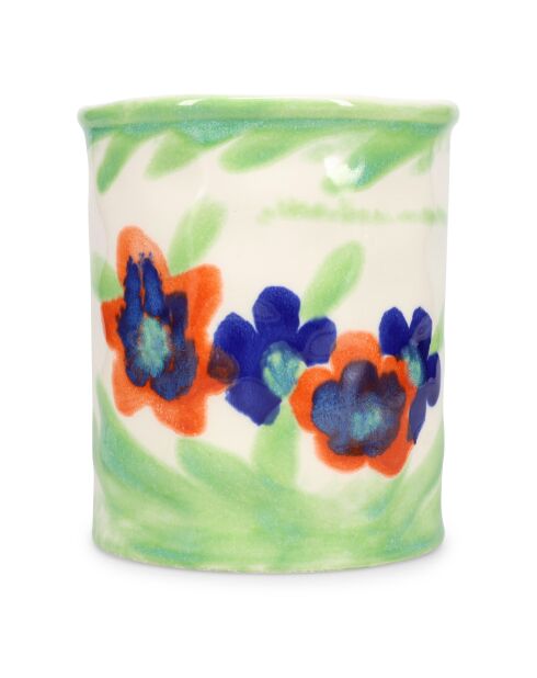 Porte-ustensiles de cuisine Fleur blanc/crème/vert/orange/bleu - 14,5 x 16,5 cm