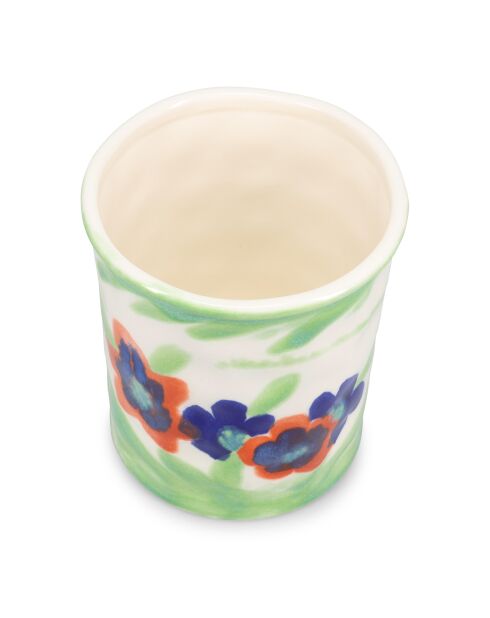 Porte-ustensiles de cuisine Fleur blanc/crème/vert/orange/bleu - 14,5 x 16,5 cm