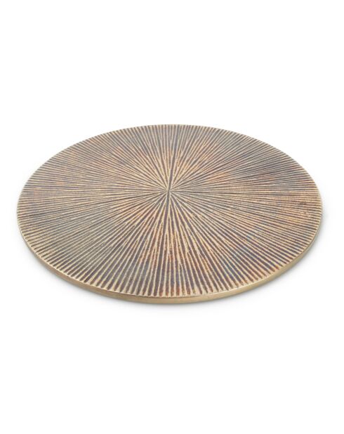 2 Dessous de verre côtelé en aluminium Charm doré breloque - D.20 cm
