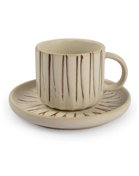 4 Soucoupes à moka en porcelaine Orion blanches - D.10,5 cm