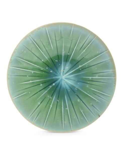 4 Assiettes en grès Eclipse turquoise - 21x2,3x21 cm