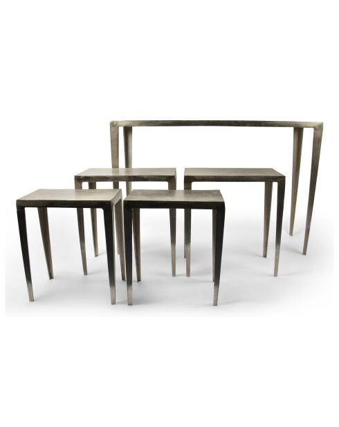 Mesa auxiliar Duro de aluminio plateado - 5 piezas
