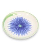 Ciotola per fiori in gres bianco/verde/arancione/blu - 29,5 x 5 cm