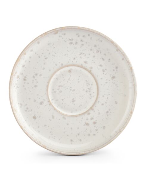 4 Soucoupes moka en grès courbe perle incurvée - 11 cm