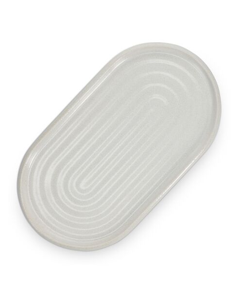 Plato para servir de gres beige Mochi, 35 x 19,5 x 2 cm