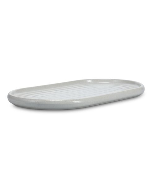 Plato para servir de gres beige Mochi, 35 x 19,5 x 2 cm