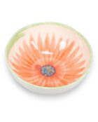 Bol en grès Fleur blanc/vert/orange/bleu - 23 x 9,5 cm