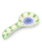 Repose-cuillère en grès Fleur blanc/crème/vert/orange/bleu 22,5 x 11 x 3 cm