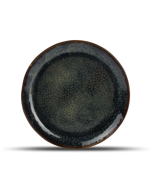 4 Assiettes  en grès Mielo bleu/vert/noir - D.15,5 cm