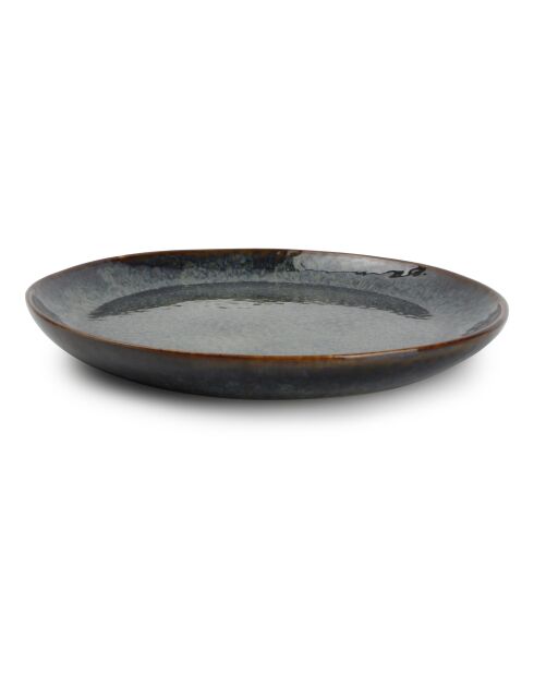 4 Assiettes  en grès Mielo bleu/vert/noir - D.15,5 cm