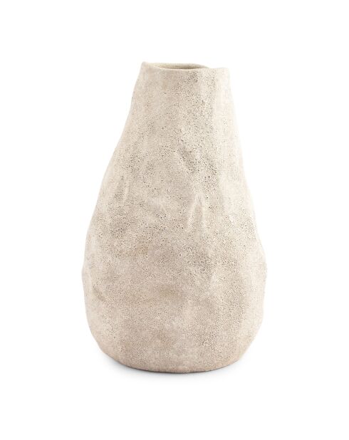 Jarrón de gres beige Cave - 14,5 x 22 cm