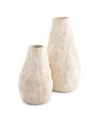 Jarrón de gres beige Cave - 14,5 x 22 cm
