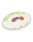 Servierschale aus Steinzeug mit Blumen, 36,5 x 25,5 cm, Weiß/Creme/Grün/Orange/Blau